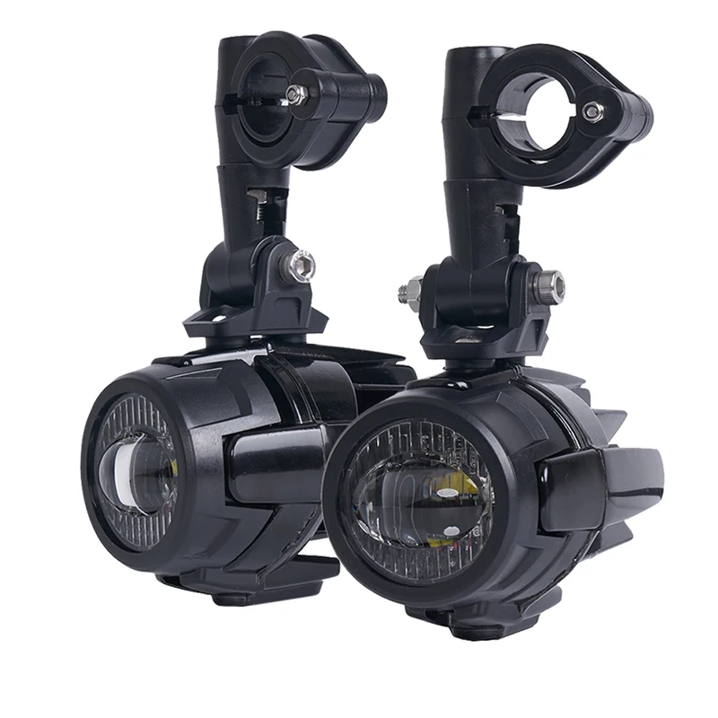 40W Universal Motorcycle Front Fog Light 6000K LED Auxiliary Fog Light Spot Driving Lamp Assembly W/ Guards relay Wire Cable Kit