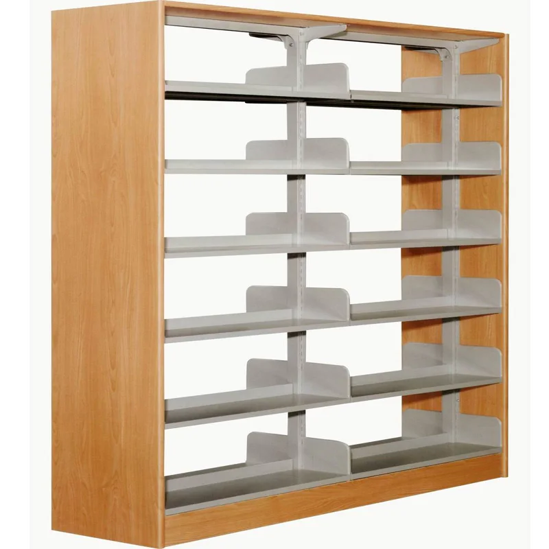 Modern Iron Wooden Bookshelf High Quality Movable School Bookshelf
