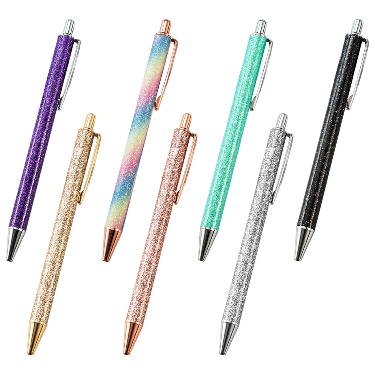 Pen glitter Promotional Gift Item Sequins shiny pen body with 1.0mm refill Engraved logo on clip metal pen