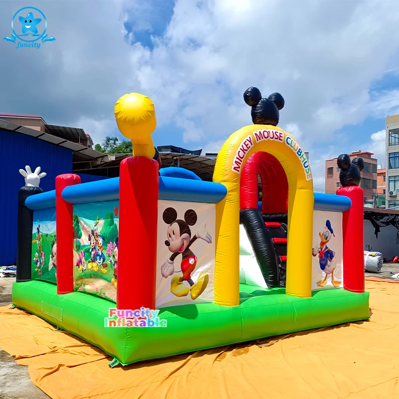 Cheap Hot Selling Inflatable Mickey Mouse Castle Jump Inflatable Bouncer Bouncy House With Slide Inflatable Obstacle For Kids