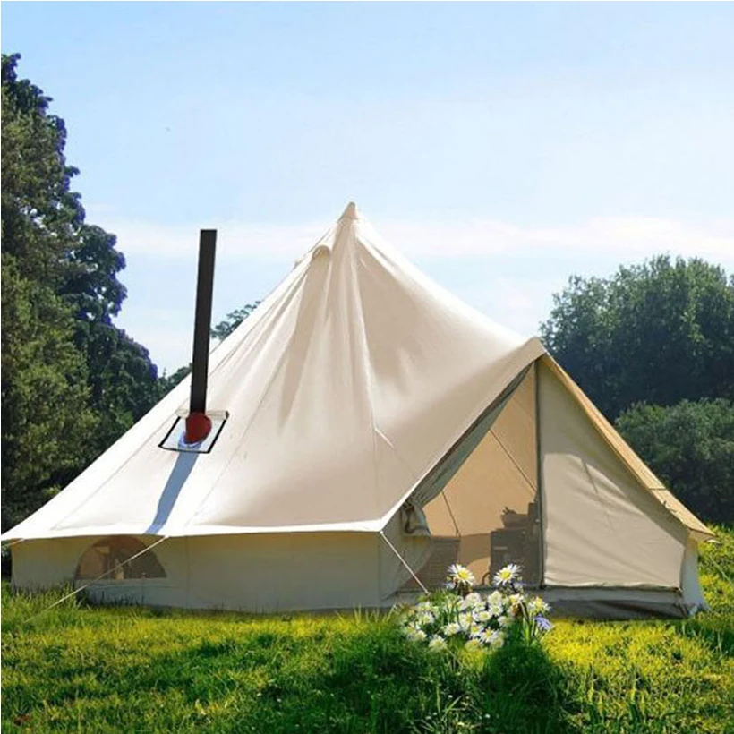 Hot Sale 4-6 Persons Winter Waterproof CGmping Canvas 4m 5m 6m 7m Yurt Resort Bell Tent for Hotel