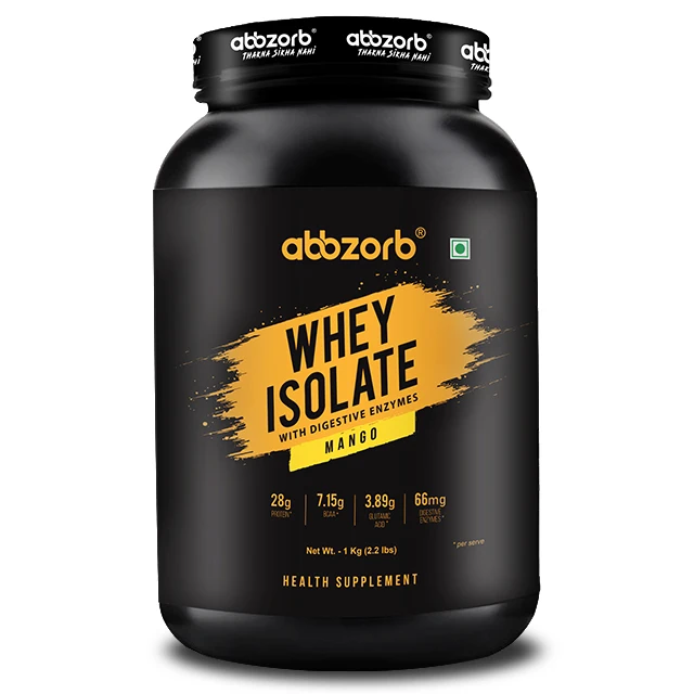 Premium Whey Protein Isolate Mango Flavour 1kg (30 Servings) with Protein& Glutamic Acid For Muscles Growth Uses Recovery