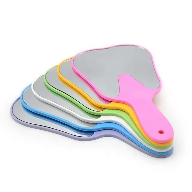 High Quality Dental Equipment Dental Clinic Cosmetic Mirror Gifts Colorful Plastic Dental Handheld Tooth-shaped Mouth Mirror