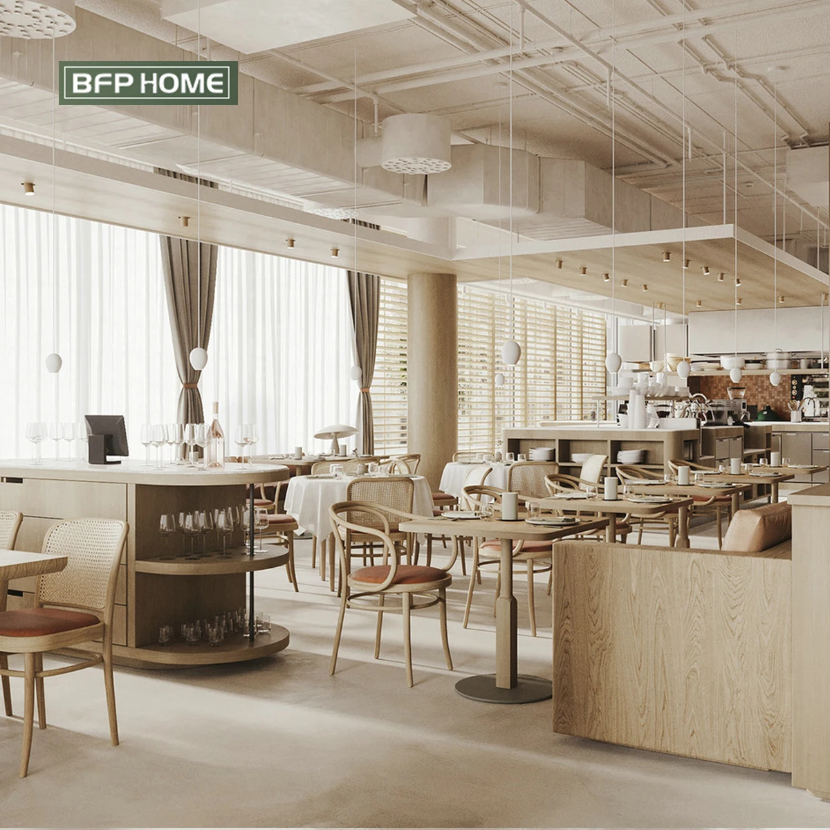 BFP Home Restaurant Modern Design Coffee Table Set Dinning Table Furniture Wood Restaurant Furniture For Project