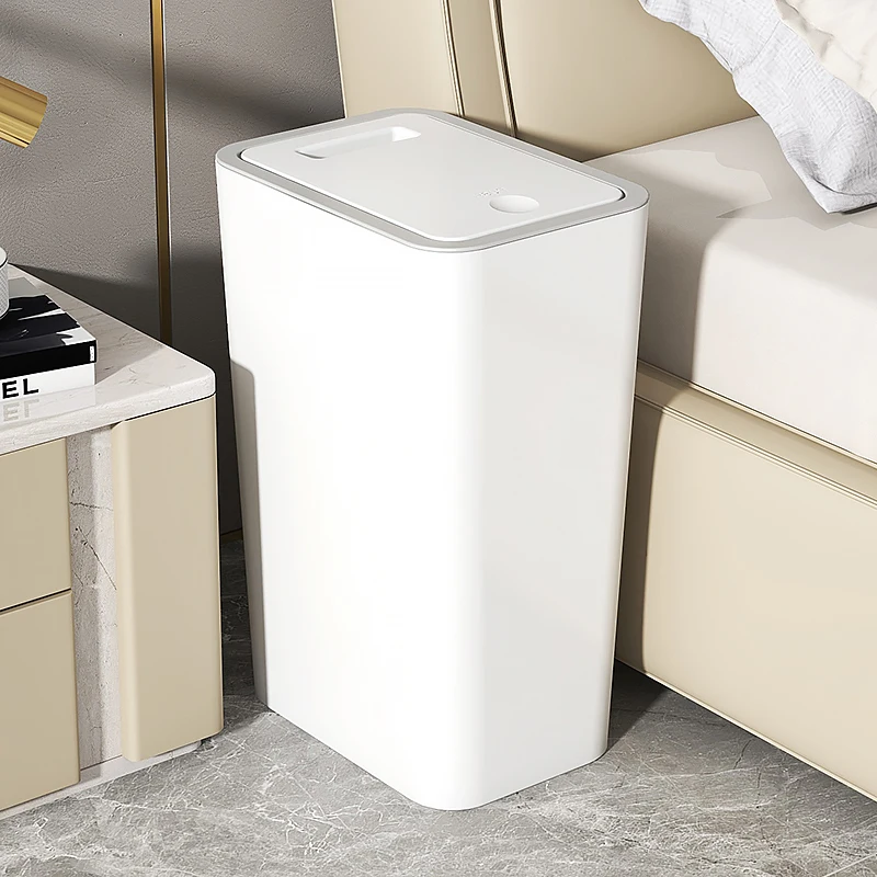 Home Ideas Toilet Bedroom Living Room 10 Liters Plastic Trash Bin Hotel Guest Room Waste Bin Slim Garbage Can With Pressing Lid