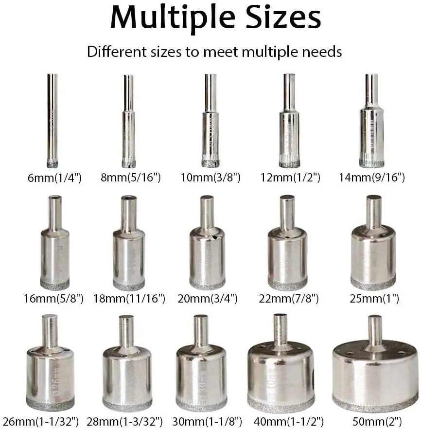 Kitchen Bath Faucet Drilling 15PCS Cutting Tiles Diamond Hole Saw Coated With High Quality Diamond