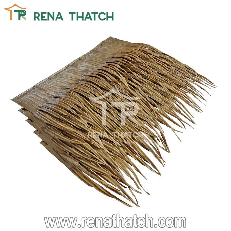 UV resistant fiber synthetic artificial plastic palmas sheet thatch for gazebo Viva palm panels rolls for pergola