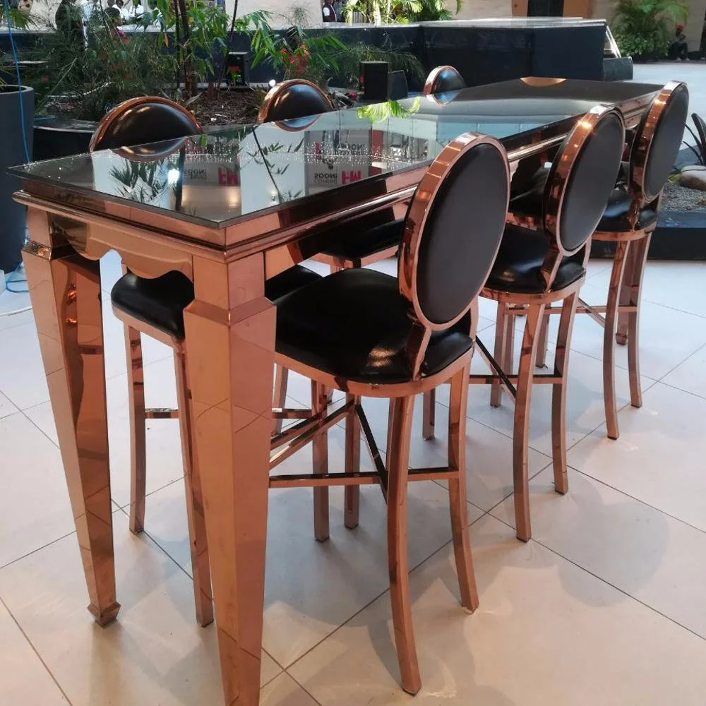 Foshan Cheap Wholesale Factory Price Modern Bar Furniture Stainless Steel Bar Tables And Chair