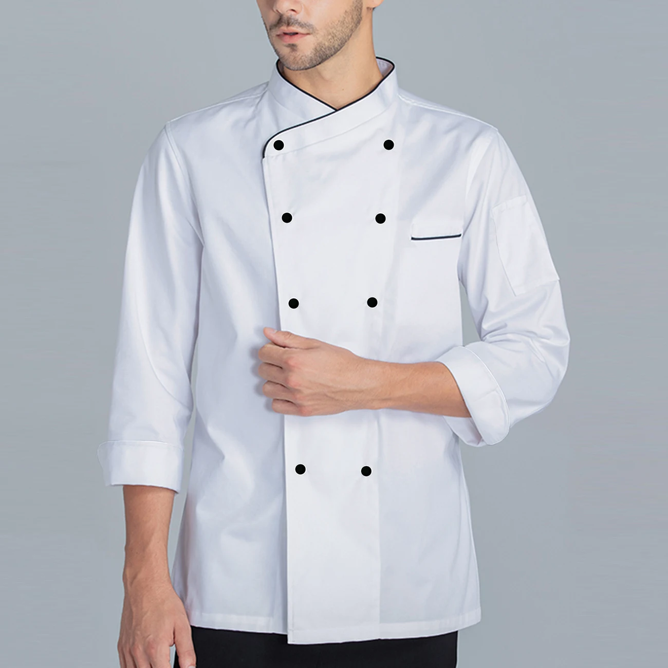DUOLAI High Quality Custom Color Unisex Hotel Chef Jacket Restaurant Uniforms Men Classic Waiter Hotel Coats Chefs Jacket