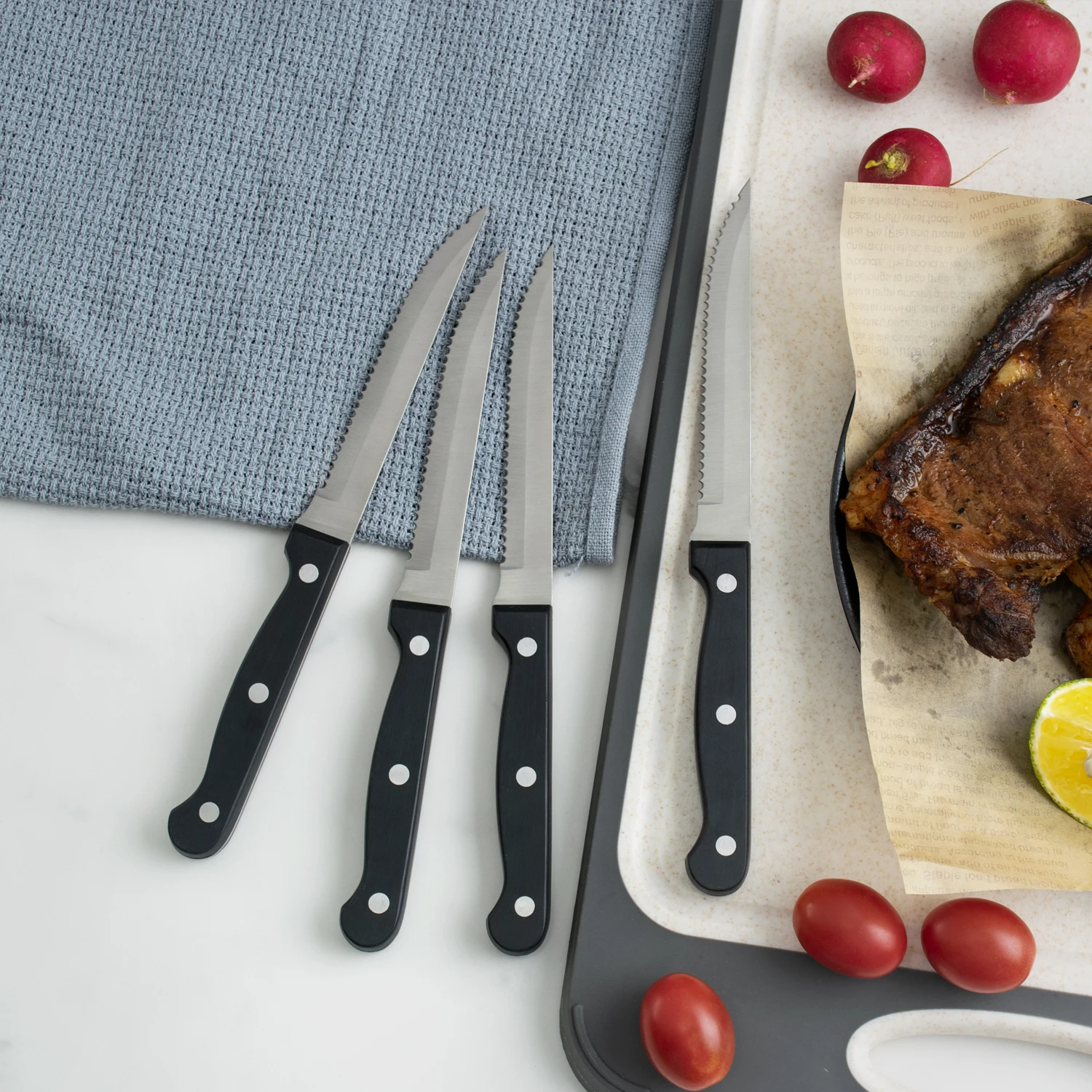 Ultra-Sharp and Never Require Sharpening Serrated Steak Knife set of 4 With POM handle