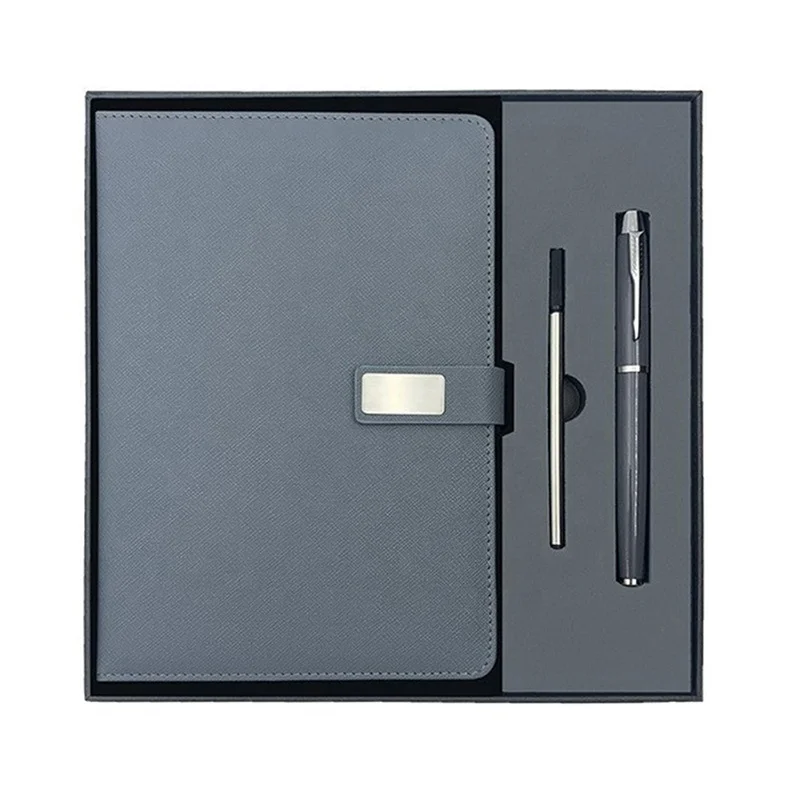 5pcs sets A5 Leather Notebook Planner Custom Logo Business Notebook And Pen Gift Set Wholesale for Promotional Gifts