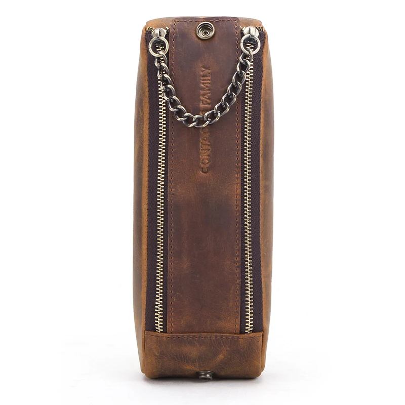 School Stationery Large Capacity Carrying Drawing Sketching Crazy Horse Leather Pencil Case Box with Zipper Strap Pencil Bag