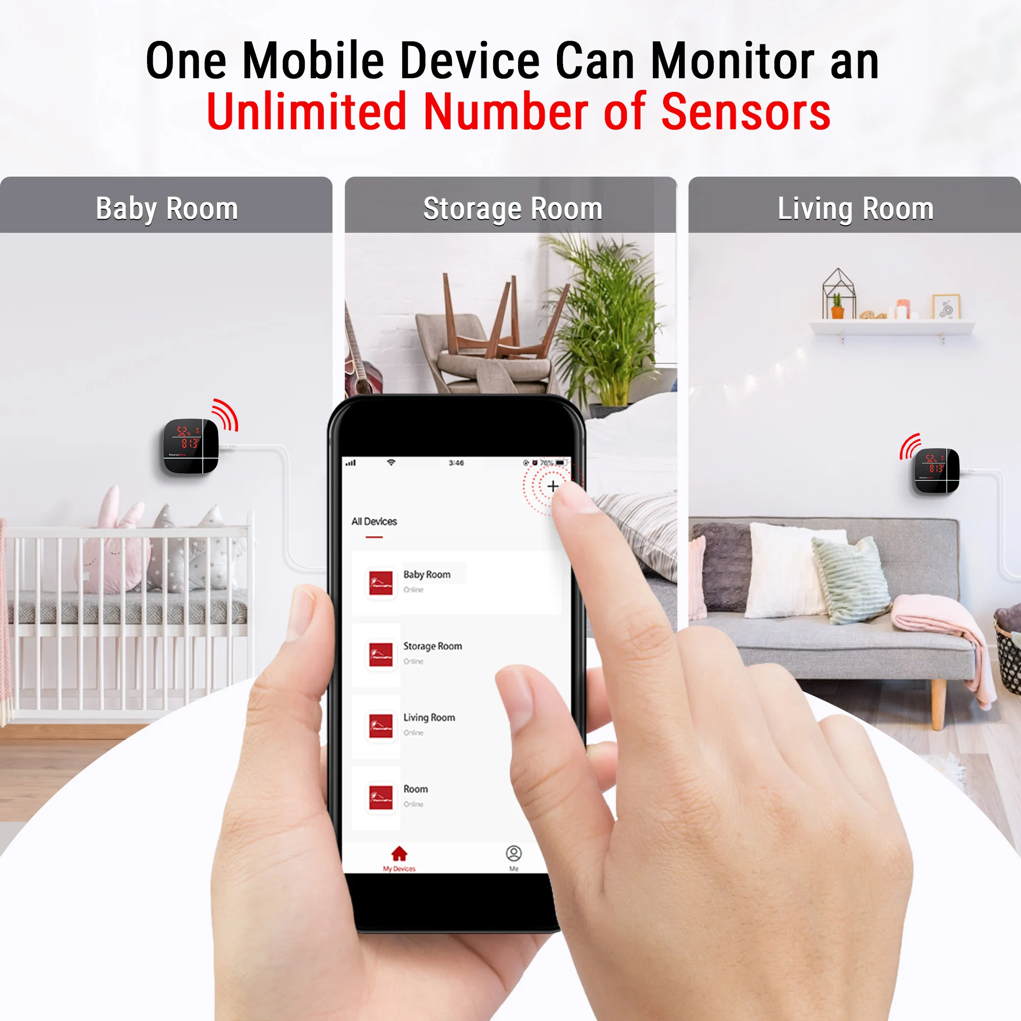 ThermoPro TP90 Smart WiFi Wireless Digital Thermometer Hygrometer for Household