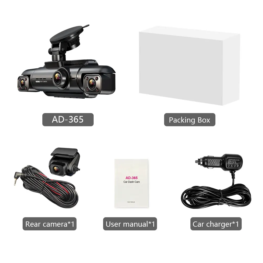 High Quality 3-in-1 Car Dash Cam Full HD 1080P 4 Channel Camera with WiFi GPS Front and Back Dashcam for Black Box