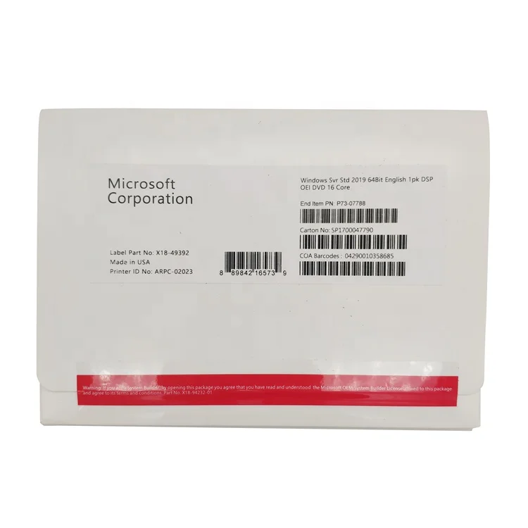 
 100% активация многоязычным оператором WINDOWS SERVER STD 2019 DVD на английском языке  