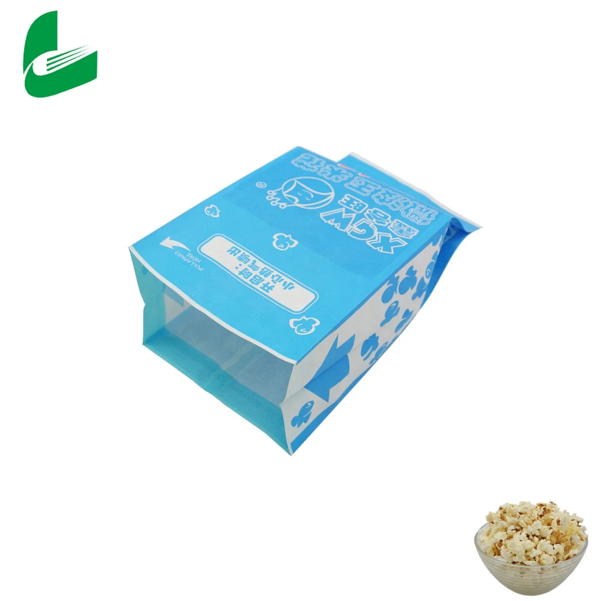 Huafeng hot sale greaseproof biodegradable packaging  kraft micrwoave  popcorn paper bags