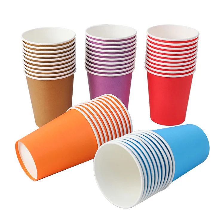 Colorful Diy Paper Cup Disposable Paper Cup 9 Oz 250mm Monochrome Solid Dessert Paper Cup