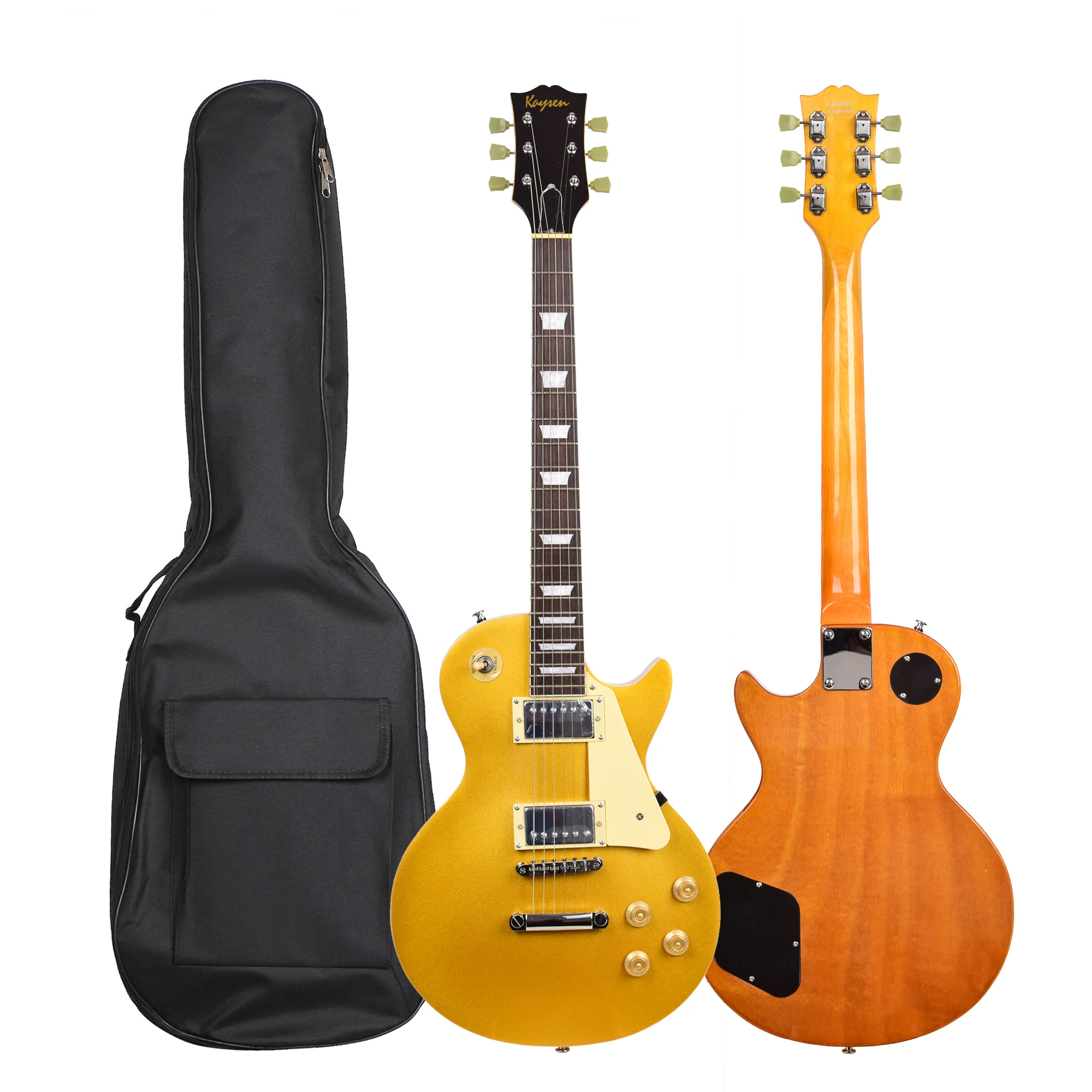 Wholesale high end gold color  LP-style solid body electric guitar with 5mm padded bag