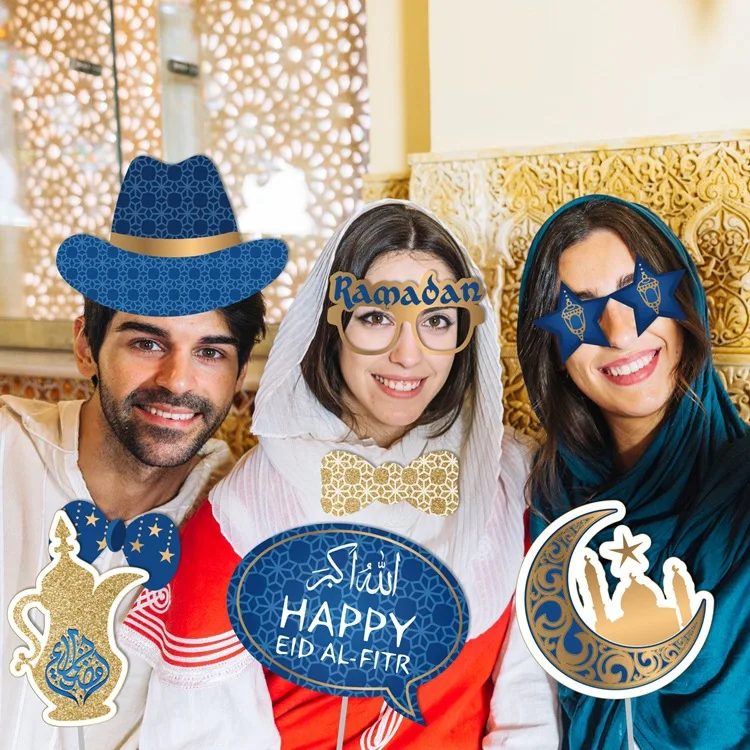 Hot Sell Gold Blue Paper Decoration Event & Party Supplies Cute Frame Photo Booth Props