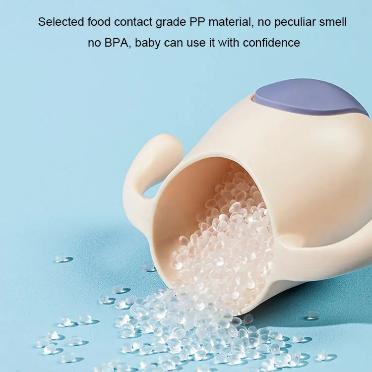 OEM/ODM 14*8cm 180ml New Bevel Angle Spill Proof Double Handle Drinking Learning Brush Teeth Food Grade Silicone Baby Cup