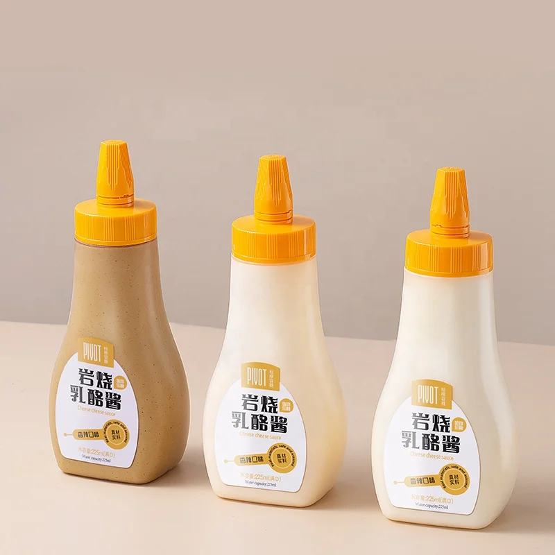 PP hot filling 11oz 353ml  plastic Peanut butter mustard Mayonnaise salad dressing squeeze bottle for sauce