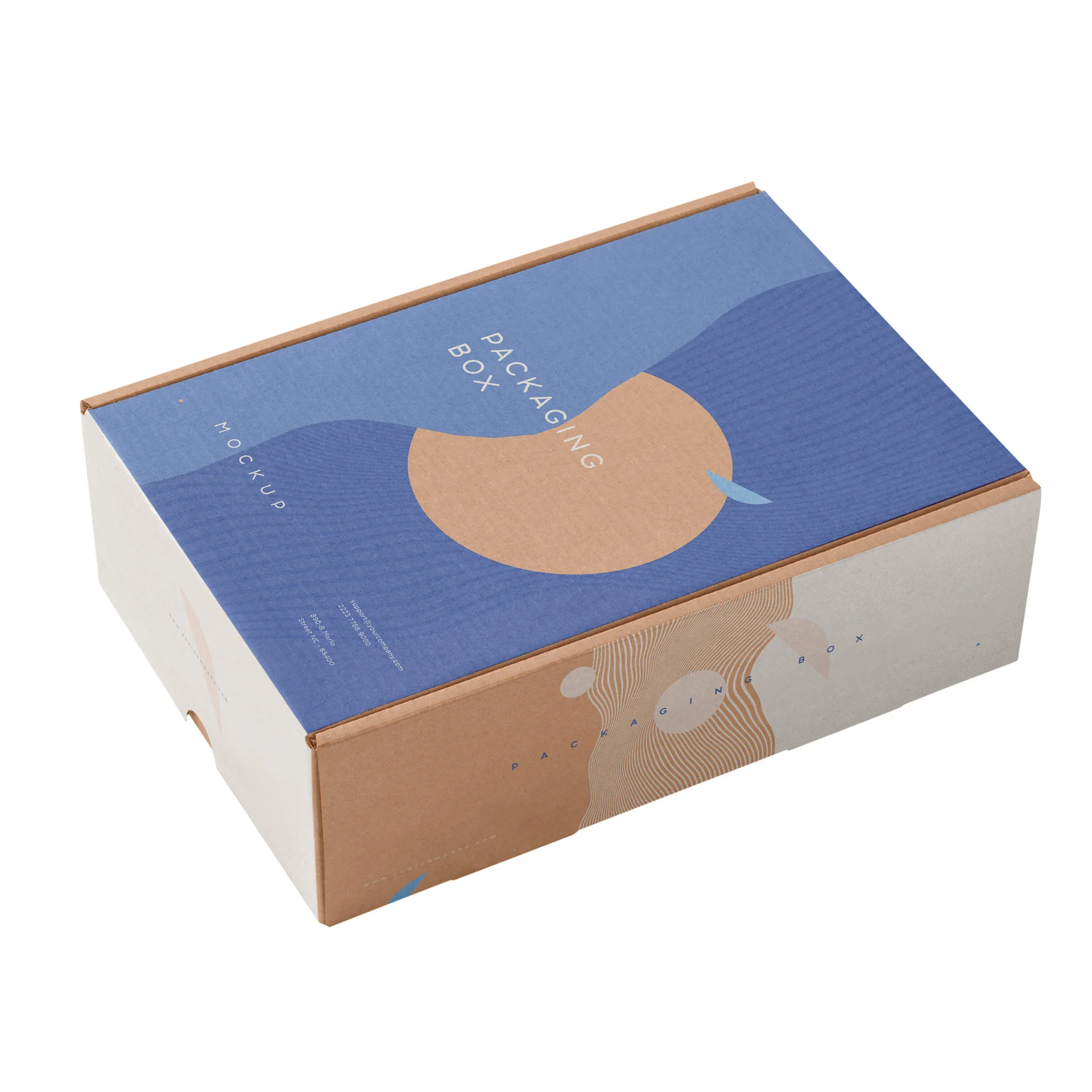 
New design custom logo high quality corrugated paper box with blue packaging 