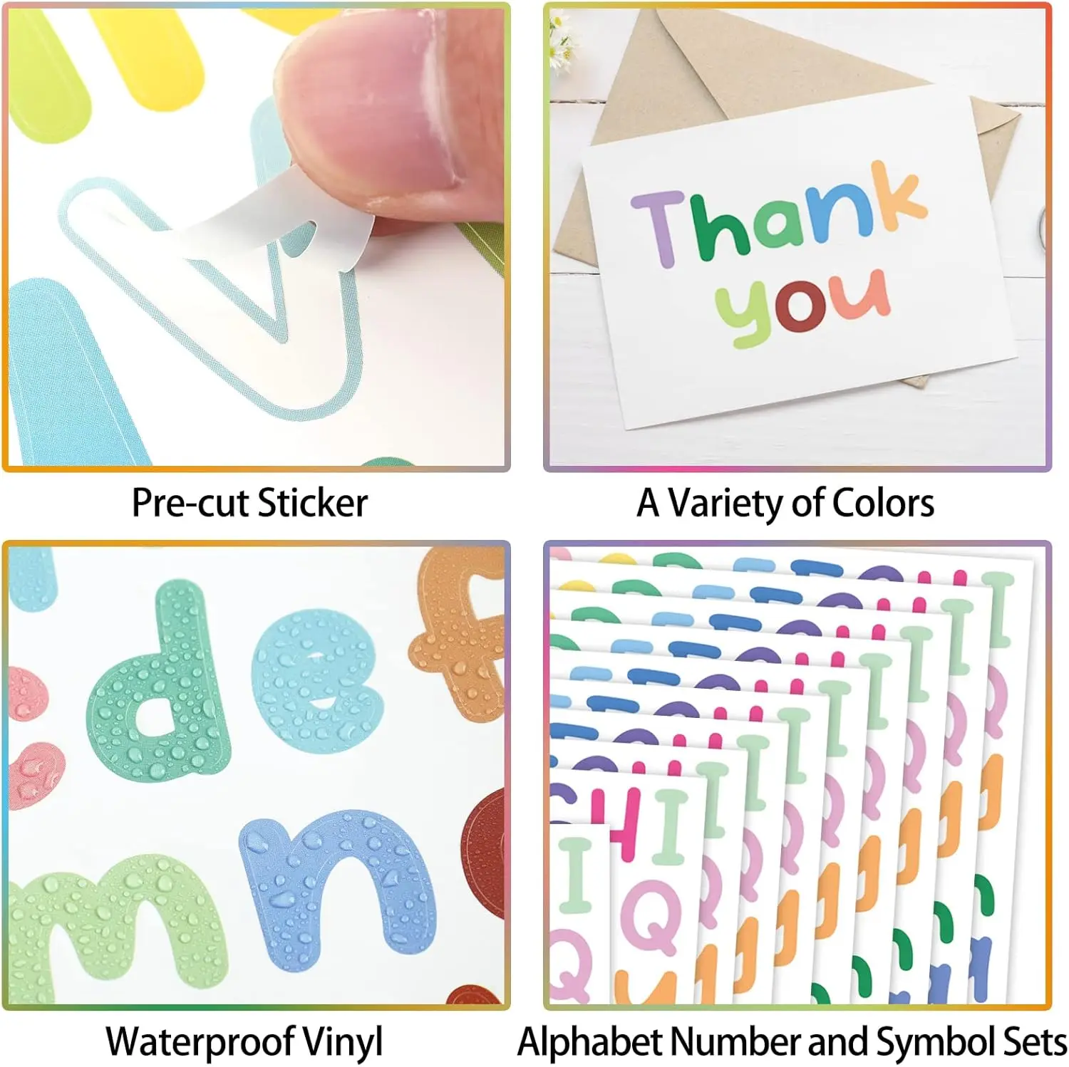 Adhesive Letters Small Cartoon ABC Stickers for Kids Vinyl Alphabet Number Sticker Set for DIY Craft Scrapbooking Embellishment