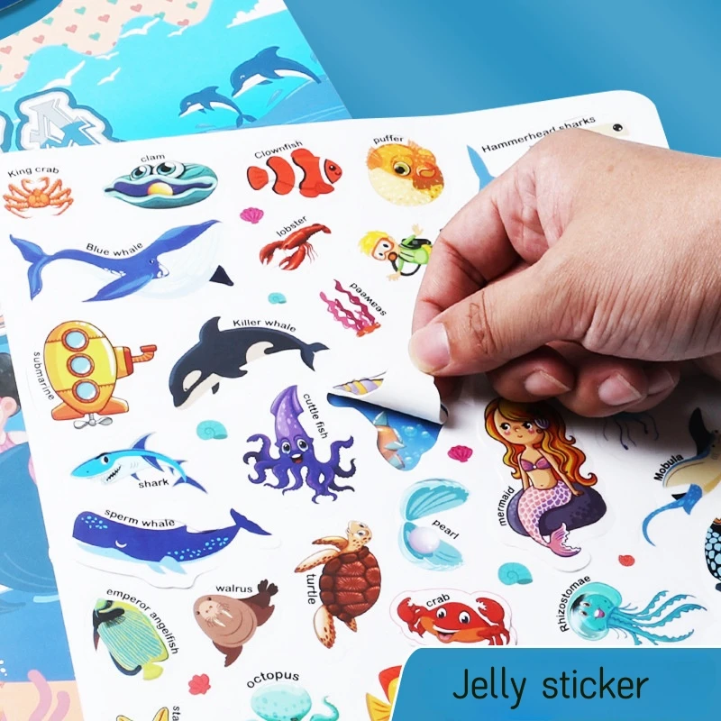 Portable Jelly Quiet Book Reusable stickers for Baby Hands-on Brain Ability to learn cute waterproof jelly stickers for kids