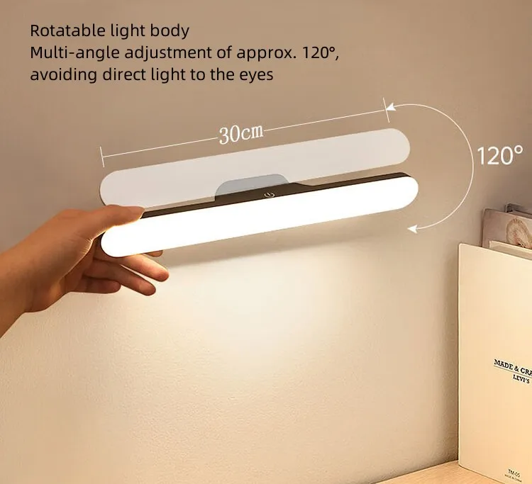 Magnetic Desk Lamp Hanging Wireless Touch for Study Reading Stepless Dimming Usb Led Night Light Table Lamp Battery Plastic ABS