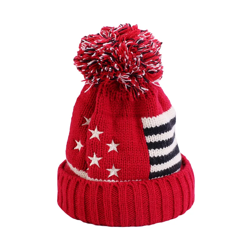 Christmas Gift Sweater Knitted Beanie  for Kids Winter Hats Children Warm Beanies Child Pompom Hat For Babies