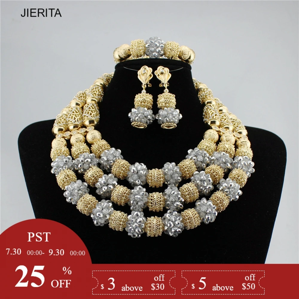 XL2132 Handmade boutique Gold and sliver color crystal fashion jewelry sets