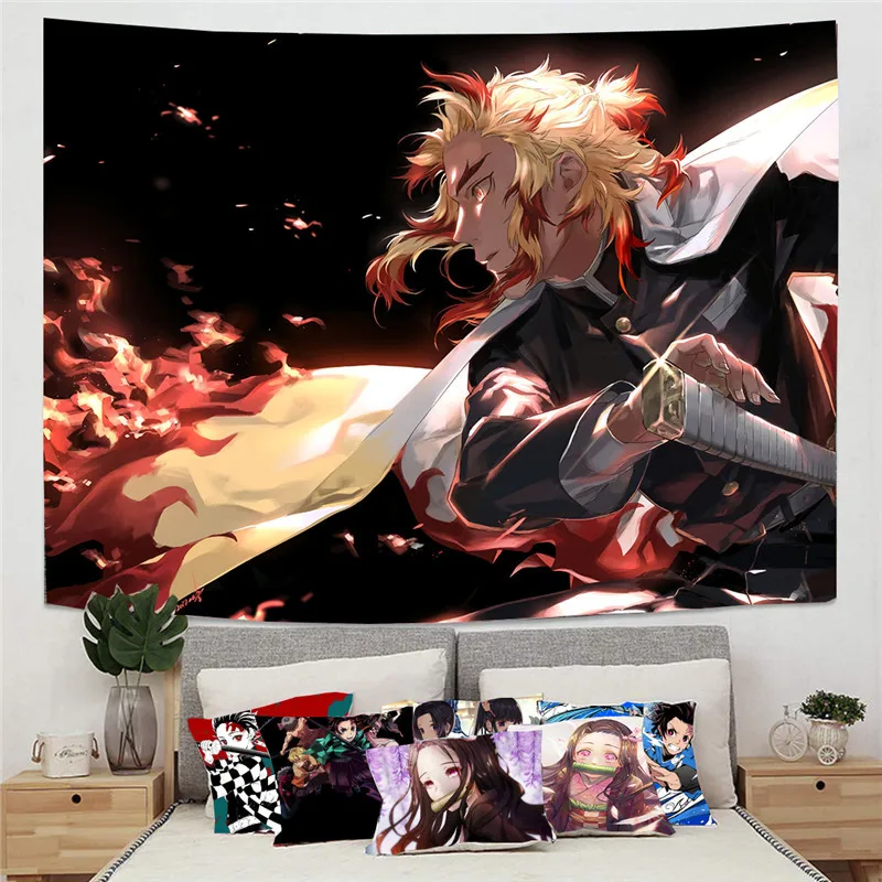 Dropshipping New Home Decor Hanging Background Tapestry Custom Cartoon Demon Slayer Wall Tapestrys