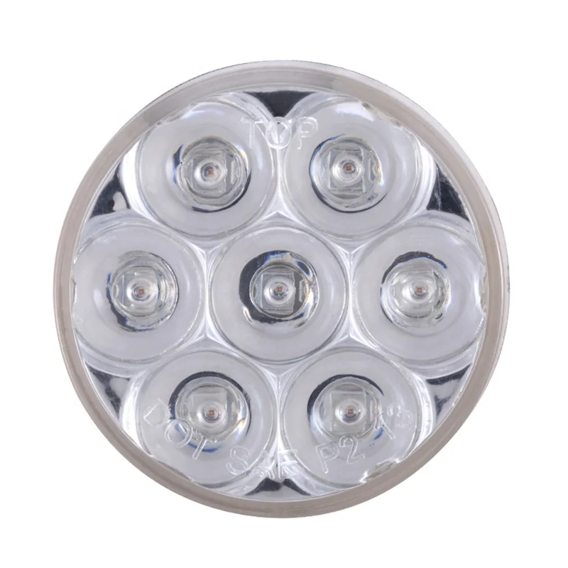 Round LED Truck/Trailer RV Lights Tail Brake and Turn Signal Lights Mini-reflex Faceted 7Led Running Trailer