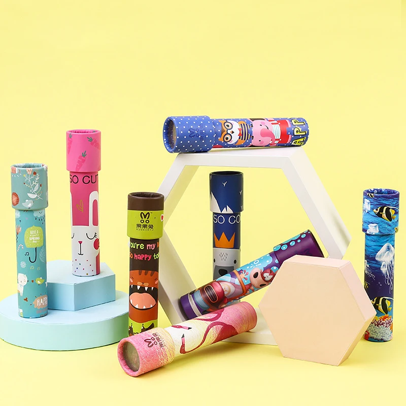 HLC501 Rotating Kaleidoscope Kid Toys Classic Educational Science Experiment Toys Imaginative Cartoon Kaleidoscope Toy