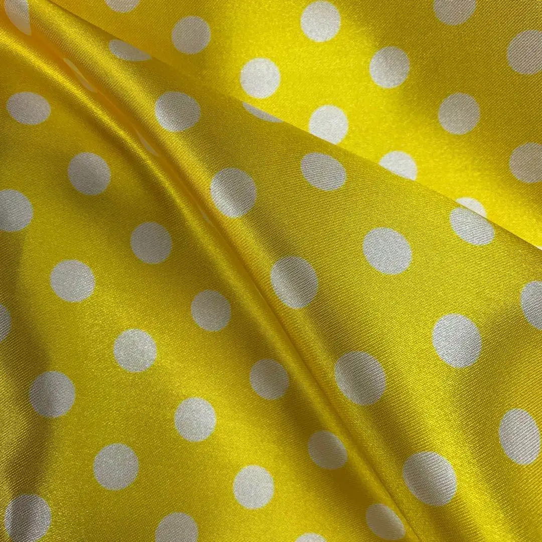 wholesale Polka dot printed satin fabric for Bohemian dress  for casual party for women Beach