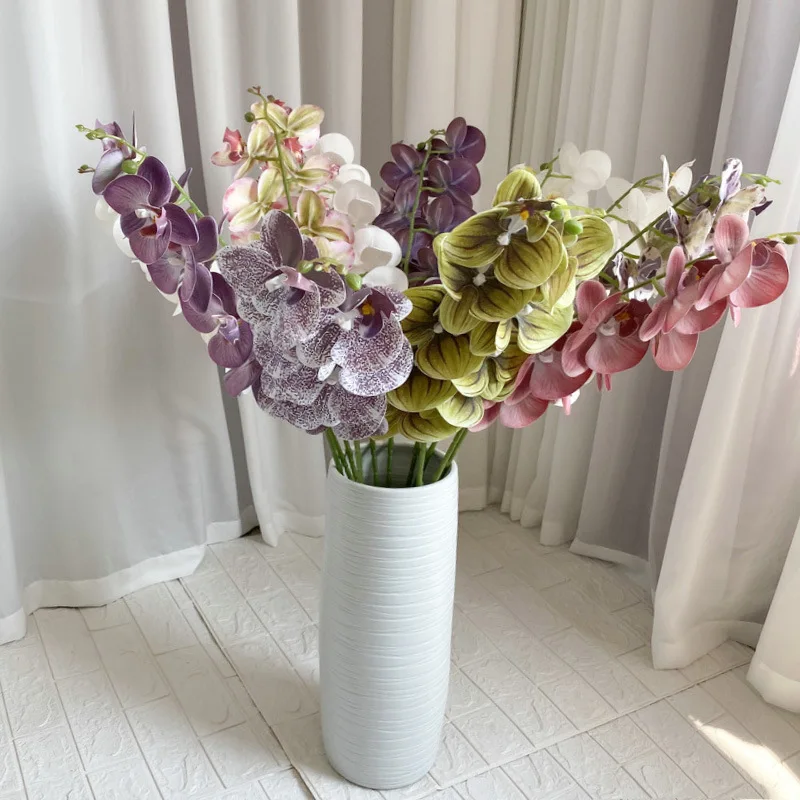 High Quality 9 heads Faux Phalaenopsis Branches Orchid Real Touch Stems Artificial Flowers For Home Wedding Party Decorations