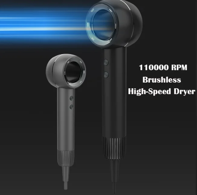 110 000 rpm blow dryer High-Speed hairdryer Negative Ions auto clean Private label bldc brushless air dryer with accessories