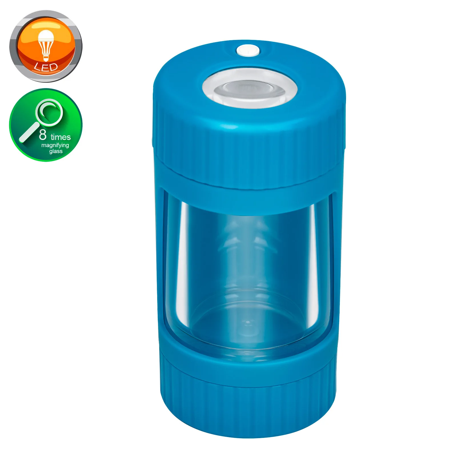 Small Plastic Light-Up LED Air Tight Herb Stash Storage Bottles Magnifying Glowing Mini Glass Cookie Mag Jars With Light