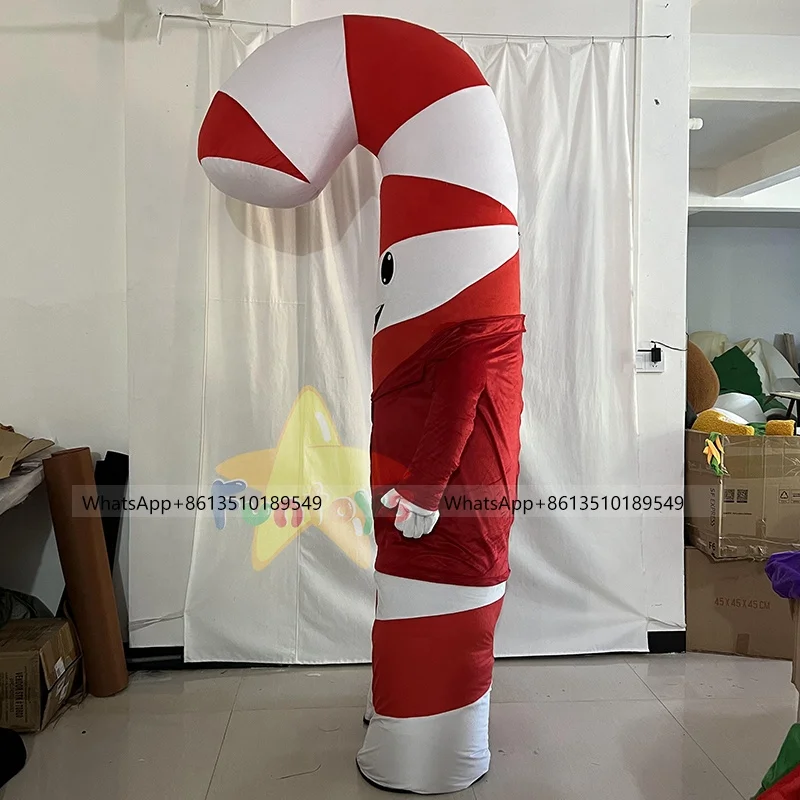 Hot Sale Inflatable Christmas Candy Cane Mascot Costume Walking 2m/2.6m/3m Adult Santa Claus Snowman Reindeer Moose For Stores