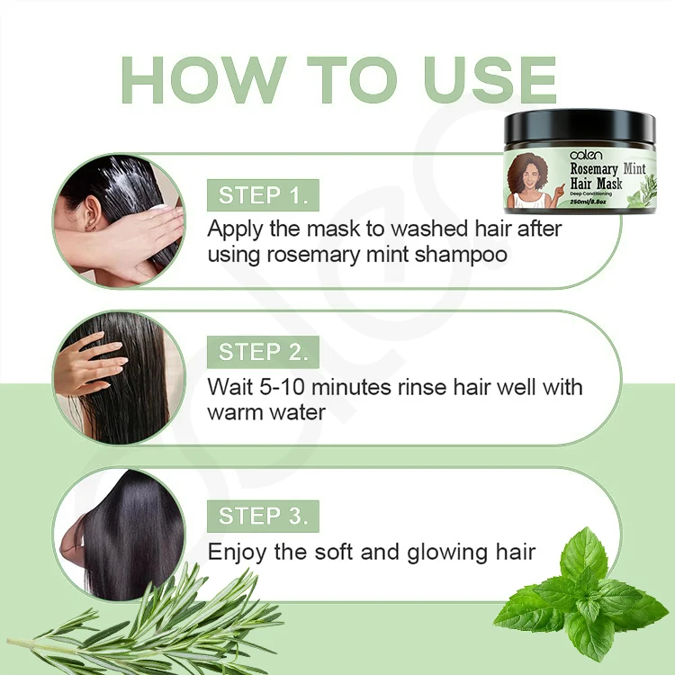 Oalen 250Ml Private Label Natural Herbal Daily Hair Growth Treatment Rosemary Mint Mask