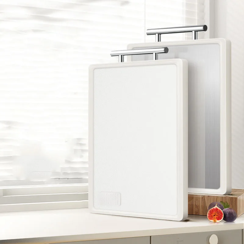 Household double-sided cutting board with stainless steel handle and PP cutting board stainless steel cutting board