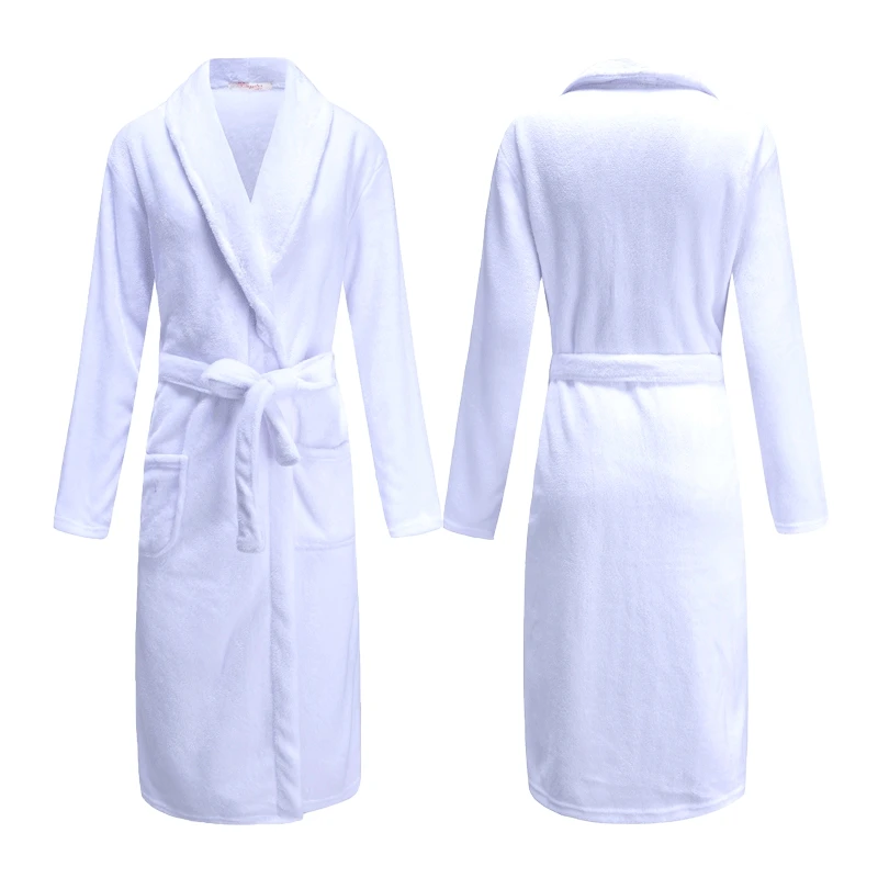 Wholesale couple long-sleeved large size thickened pajamas autumn and winter bathrobe men and women coral fleece bathrobe