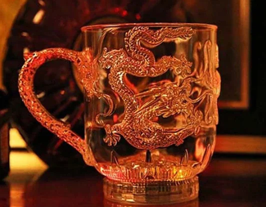 LED Flashing Color Change Water Activated Light Up Dragon Beer Whisky Cup Mug