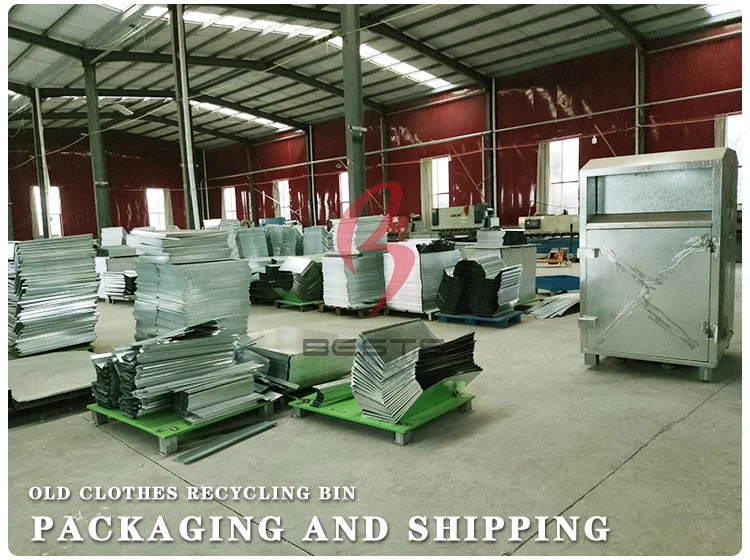Manufacturer low price 10- 24 gauge galvanized steel different size clothing books donation bins