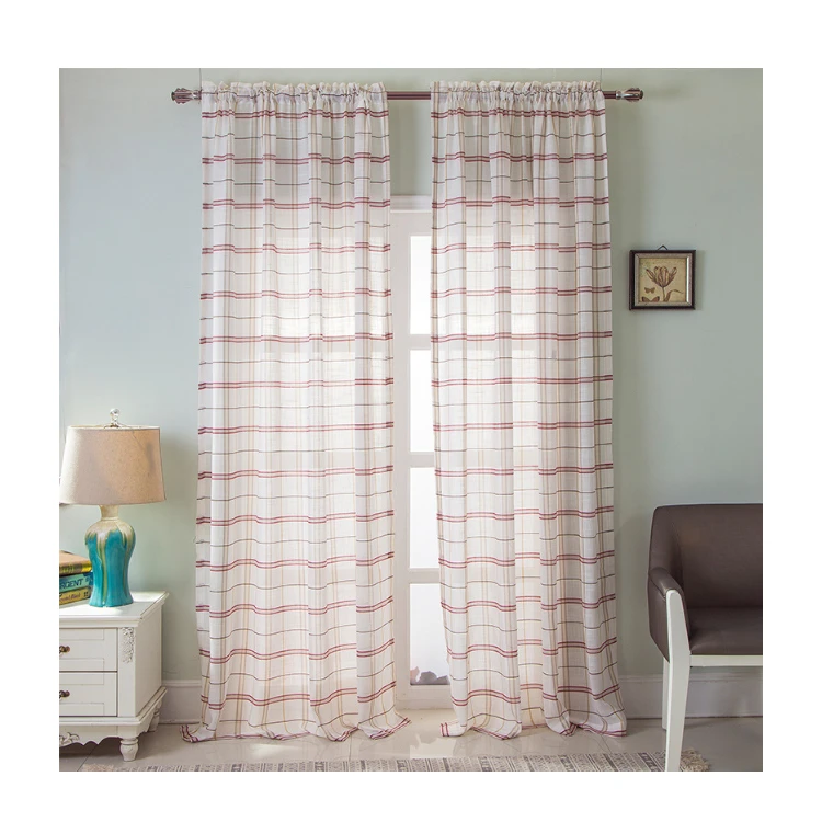 OA cortinas custom woven check pattern luxury window curtains for the bed room