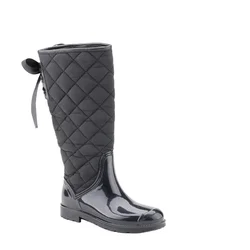 black knee rainboots with bow tie cotton rainboots fashion cool rainboots