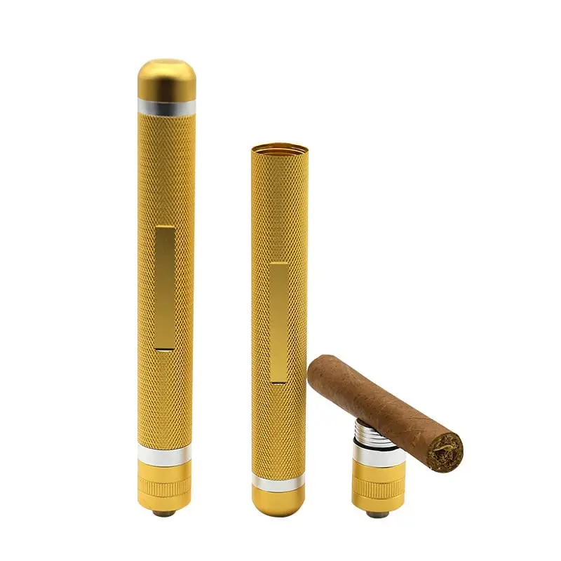 Metal Cigars Tube and Punch 3 in 1 Travel Cigar Tube Holder Portable Pocket Mini Cigar Humidor Tube