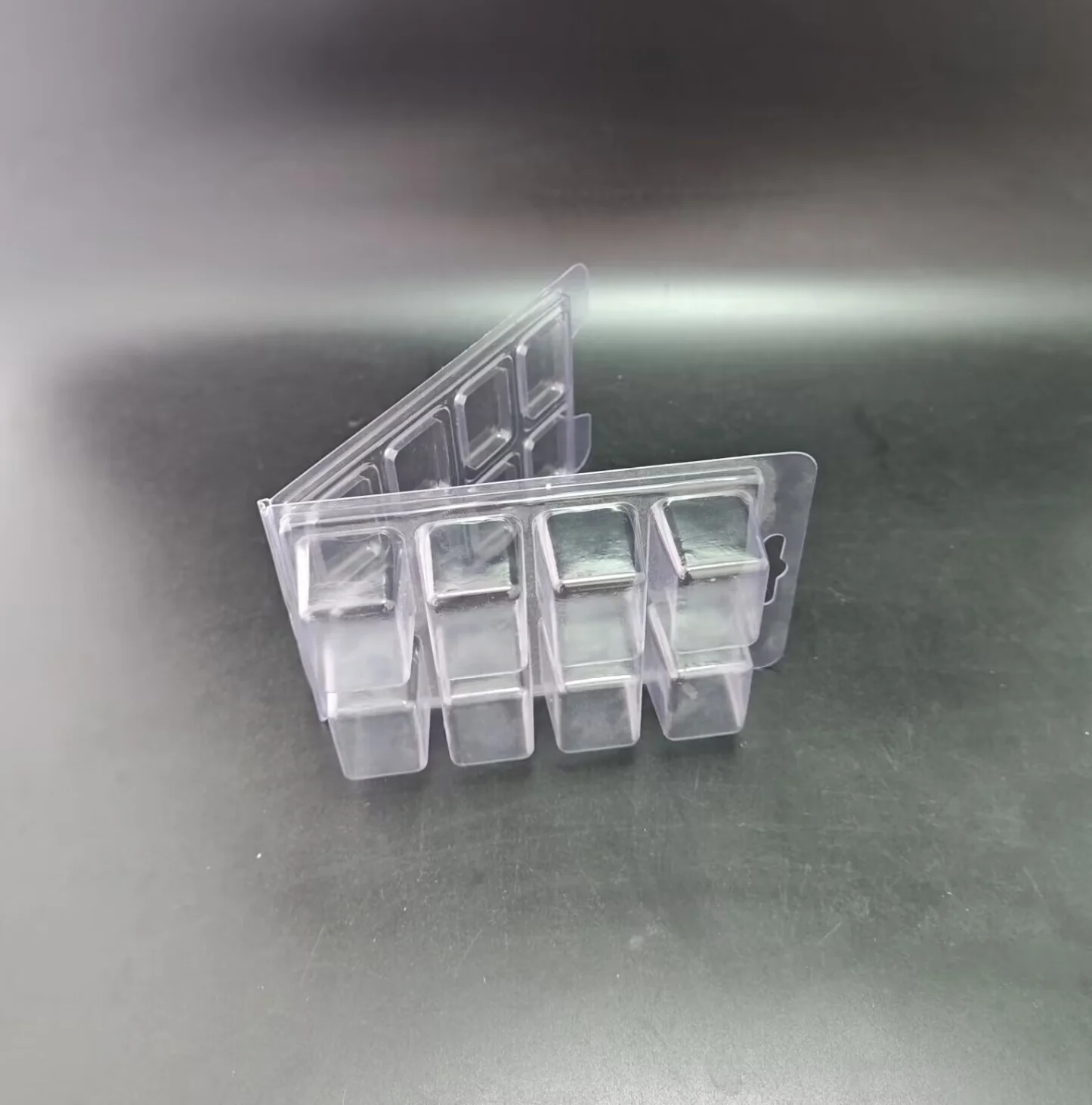 Transparent PVC wax melt clam shell box container custom 8 cell disposable clam shell packaging for candle