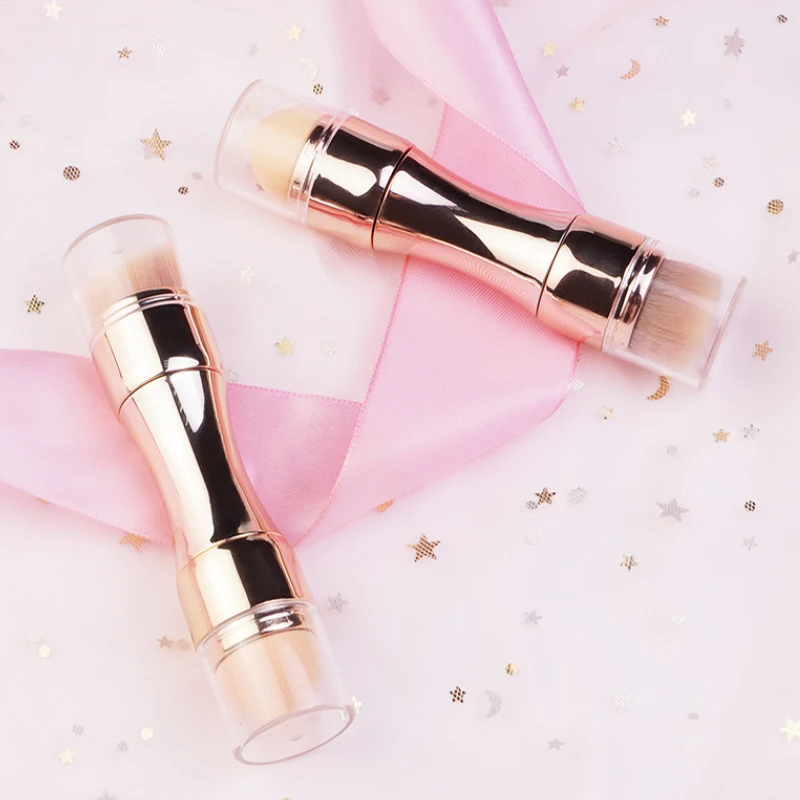 
2021 New Arrivals Portable makeup brush 4 in 1 telescopic factory wholesale Blush foundation brush lip eye shadow brush 