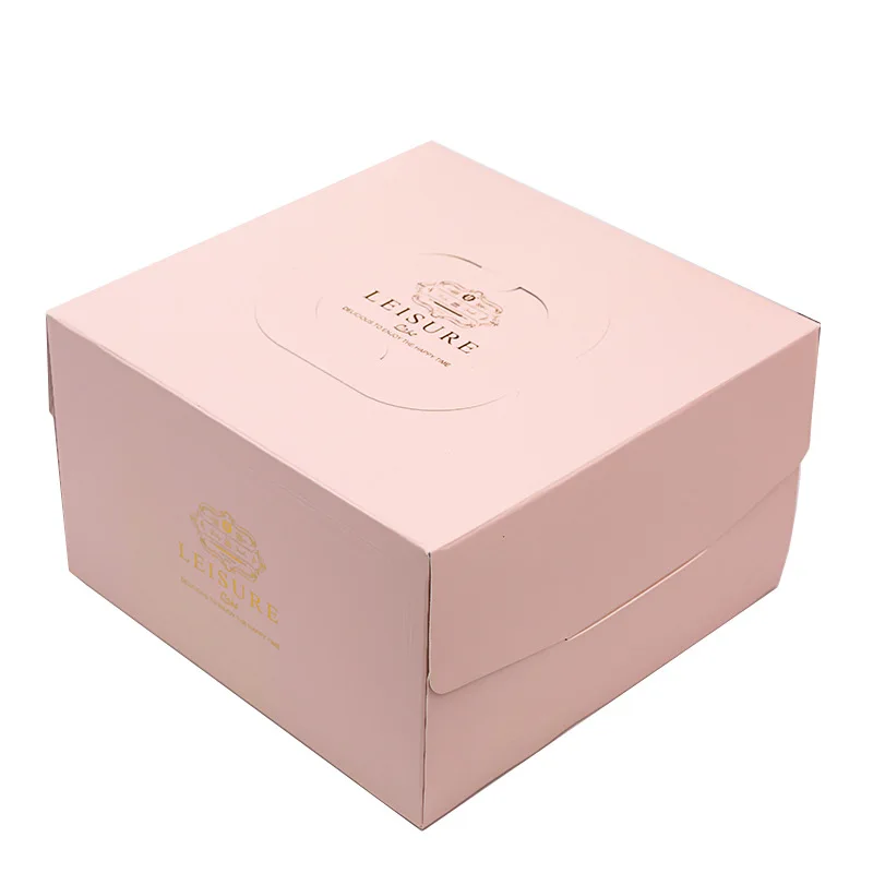 6 8 10 12 Inches Customized logo Food Grade Paper Cake Box square Cake Box with Handle Cake Boxes 12 X 12 X 6